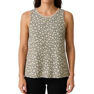 Womens Cream Gray Soft Lace Textured Sleeveless Blouse Layered‎ Size Small Luxe